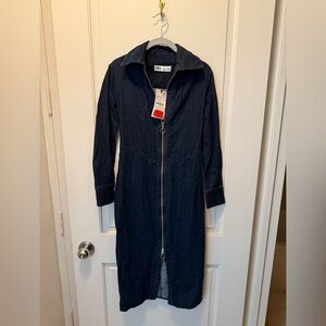 Zara Blue Denim Dress with Tailored Silhouette